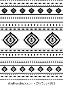 Ancient echoes Aztec geometric seamless patterns southwest Navajo Native American tribal ethnic black and white for textile printing