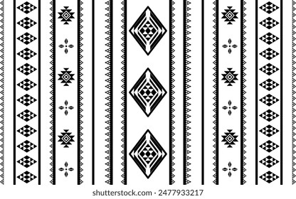 Ancient echoes Aztec geometric seamless patterns southwest Navajo Native American tribal ethnic black and white for textile printing
