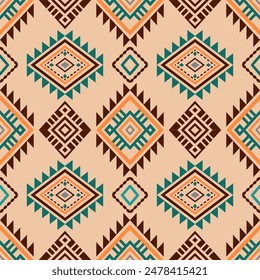 Ancient echoes Aztec geometric seamless patterns southwest Navajo Native American tribal ethnic colorful for textile printing