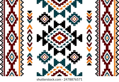 Ancient echoes Aztec geometric seamless patterns southwest Navajo Native American tribal ethnic colorful for textile printing