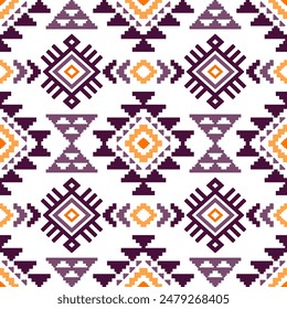 Ancient echoes Aztec geometric seamless patterns southwest Navajo Native American tribal ethnic colorful for textile printing