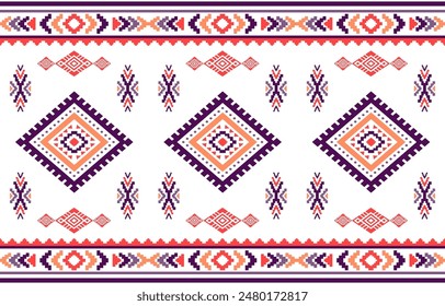 Ancient echoes Aztec geometric seamless patterns southwest Navajo Native American tribal ethnic colorful for textile printing