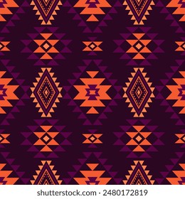 Ancient echoes Aztec geometric seamless patterns southwest Navajo Native American tribal ethnic colorful for textile printing