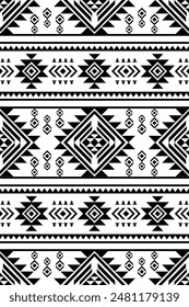 Antiguos ecos Azteca geométrica sin costuras patrones suroeste navajo nativo americano tribal étnico negro y blanco para la impresión textil