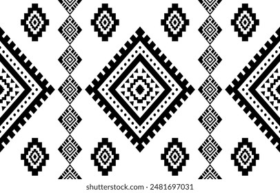 Antiguos ecos Azteca geométrica sin costuras patrones suroeste navajo nativo americano tribal étnico negro y blanco para la impresión textil
