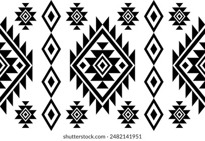 Ancient echoes Aztec geometric seamless patterns southwest Navajo Native American tribal ethnic black and white for textile printing