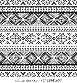Antiguos ecos Azteca geométrica sin costuras patrones suroeste navajo nativo americano tribal étnico negro y blanco para la impresión textil