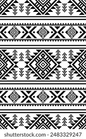 Alte Echos Azteken geometrische nahtlose Muster Südwest Navajo Indianer Stamm schwarz und weiß für den Textildruck