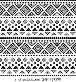 Alte Echos Azteken geometrische nahtlose Muster Südwest Navajo Indianer Stamm schwarz und weiß für den Textildruck