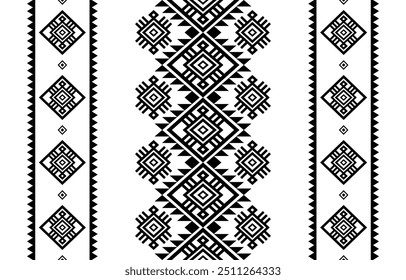 Ecos antigos padrões geométricos astecas sem costura sudoeste Navajo nativo americano tribal étnico preto e branco para impressão têxtil