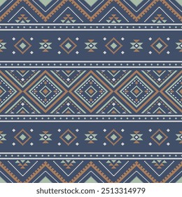 Ancient echoes Aztec geometric seamless patterns southwest Navajo Native American tribal ethnic colorful for textile printing