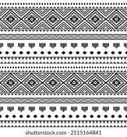 Los antiguos ecos de patrones geométricos aztecas sin costuras al suroeste de los navajos indígenas de América del Norte de origen étnico blanco y negro para la impresión textil
