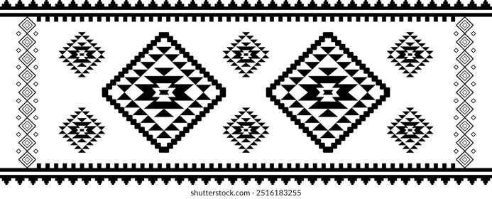 Los antiguos ecos de patrones geométricos aztecas sin costuras al suroeste de los navajos indígenas de América del Norte de origen étnico blanco y negro para la impresión textil
