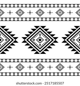 Los antiguos ecos de patrones geométricos aztecas sin costuras al suroeste de los navajos indígenas de América del Norte de origen étnico blanco y negro para la impresión textil