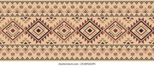 Ancient echoes Aztec geometric seamless patterns southwest Navajo Native American tribal ethnic colorful for textile printing