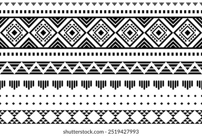 Ancient echoes Aztec géométrique harmonieux motifs sud-ouest Navajo Amérindien tribal ethnique noir et blanc pour l'impression de textiles