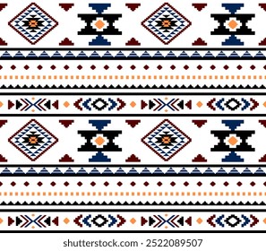 Antiguos ecos aztecas geométricos patrones sin fisuras al suroeste Navajo Nativo americano tribal étnico colorido para la impresión textil