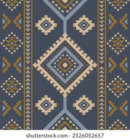 Ancient echoes Aztec geometric seamless patterns southwest Navajo Native American tribal ethnic colorful for textile printing