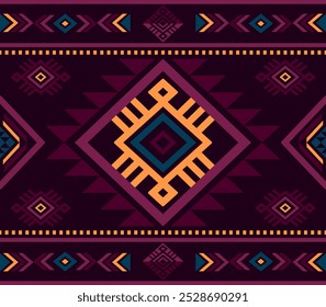 Ecos antigos padrões geométricos astecas sem emenda sudoeste Navajo nativo americano tribal étnico colorido para impressão têxtil