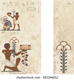 Ancient Egipt Banner.Egyptian Hieroglyphic .Ancient Background