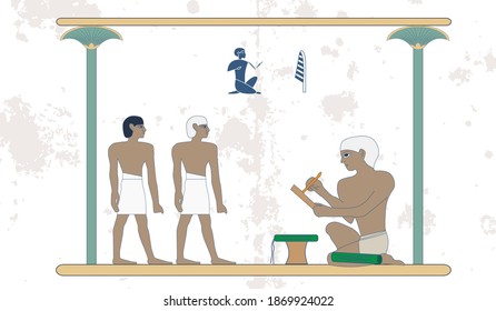 Ancient Egypt Background. The Scribe Keeps A Census Of The Peasants. Historical Background.Ancient People. Egypt Murals, Ancient Egypt People