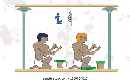 Ancient egypt background. The scribe at work. Historical background.Ancient people. Egypt murals, Ancient Egypt people