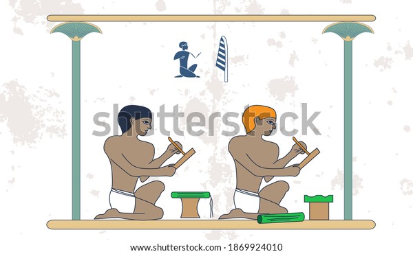 Ancient egypt\
background. The scribe at work. Historical background.Ancient\
people. Egypt murals, Ancient Egypt\
people