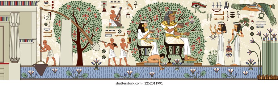 Ancient egypt background.Egyptian hieroglyph and symbolAncient culture sing and symbol.Pharaoh.Historical background.