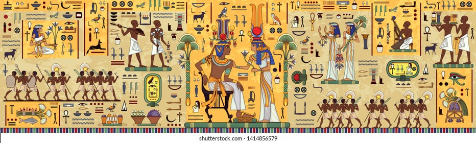 Ancient egypt background.Egyptian hieroglyph and symbolAncient culture sing and symbol.