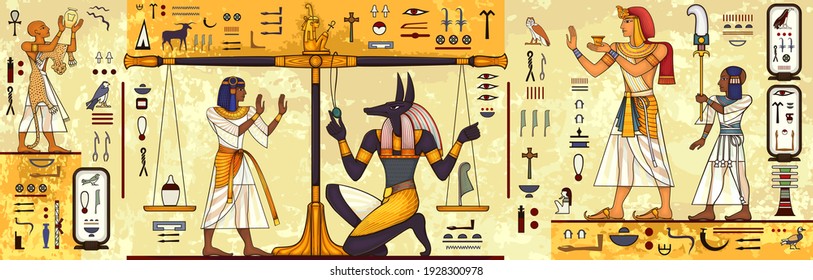 Ancient Egypt Background.Egyptian Hieroglyph And SymbolAncient Culture Sing And Symbol.Anubis.Pharaoh.