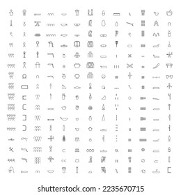 Ancient egypt background.Egyptian hieroglyph and symbolAncient culture sing and symbol.
Vector Egyptian hieroglyphs on a white background.
