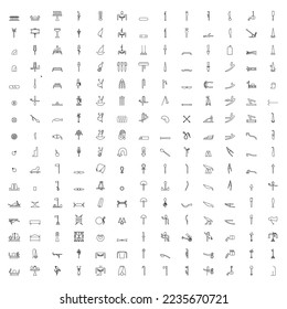 Ancient egypt background.Egyptian hieroglyph and symbolAncient culture sing and symbol.
Vector Egyptian hieroglyphs on a white background.
