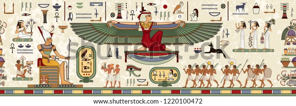Ancient egypt\
background.Egyptian hieroglyph and symbolAncient culture sing and\
symbol.Murals with ancient egypt\
scene.