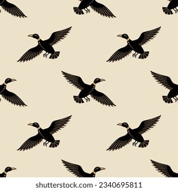 Ancient Egypt bird. Vector illustration. Seamless pattern