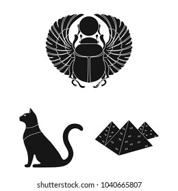 Ancient Egypt black icons in set collection for design. The reign of Pharaoh vector symbol stock web illustration.