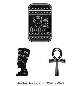 Ancient Egypt black icons in set collection for design. The reign of Pharaoh vector symbol stock web illustration.