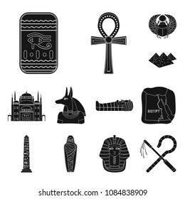 Ancient Egypt black icons in set collection for design. The reign of Pharaoh vector symbol stock web illustration.