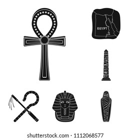 Ancient Egypt black icons in set collection for design. The reign of Pharaoh vector symbol stock web illustration.