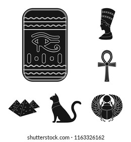 Ancient Egypt black icons in set collection for design. The reign of Pharaoh vector symbol stock web illustration.