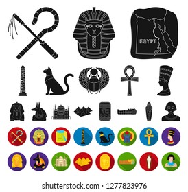Ancient Egypt black,flat icons in set collection for design. The reign of Pharaoh vector symbol stock web illustration.