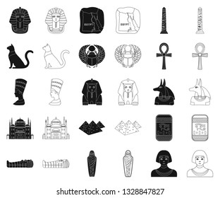 Ancient Egypt black,outline icons in set collection for design. The reign of Pharaoh vector symbol stock web illustration.