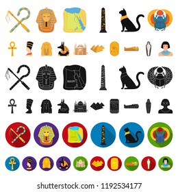 Ancient Egypt cartoon icons in set collection for design. The reign of Pharaoh vector symbol stock web illustration.