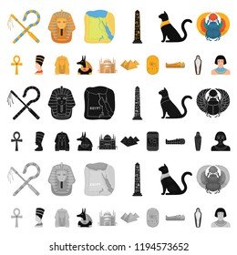 Ancient Egypt cartoon icons in set collection for design. The reign of Pharaoh vector symbol stock web illustration.