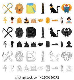Ancient Egypt cartoon icons in set collection for design. The reign of Pharaoh vector symbol stock web illustration.