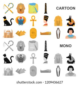 Ancient Egypt cartoon icons in set collection for design. The reign of Pharaoh vector symbol stock web illustration.