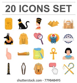 Ancient Egypt cartoon icons in set collection for design. The reign of Pharaoh vector symbol stock web illustration.
