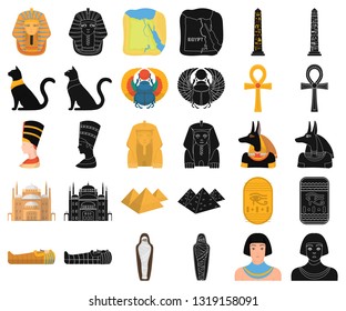 Ancient Egypt cartoon,black icons in set collection for design. The reign of Pharaoh vector symbol stock web illustration.
