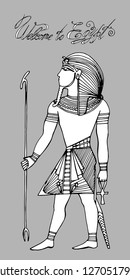 Ancient Egypt collection - gods, deities and mythological creatures from Egyptian mythology and religion, sacred animals, symbols, architecture and sculpture. Colored flat cartoon vector illustration