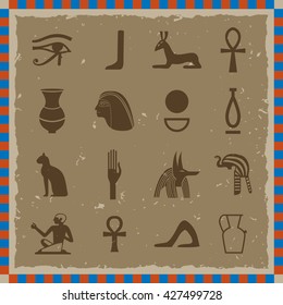 Ancient Egypt. Collection of symbolic vector icons