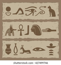 Ancient Egypt. Collection of symbolic vector icons